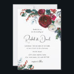 Burgundy Red Floral Christmas Einladung<br><div class="desc">Moderne Einladungen für Hochzeiten im Kleinen Bayleigh Store!</div>