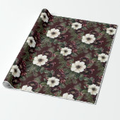 Burgundy Red Floral Christmas Geschenkpapier (Ungerollt)