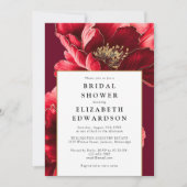 Burgundy Red Floral Foto QR Code Brautparty Einladung (Vorderseite)