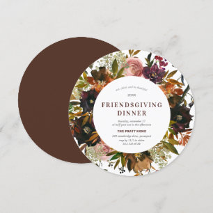Burgundy Red Floral Friendsgiving Modern Einladung