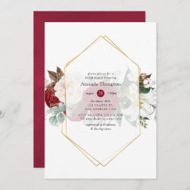 Burgundy Red Floral Geometric Brautparty Einladung