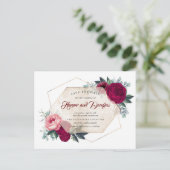 Burgundy Red Floral Geometric Fall Save the Date Ankündigungspostkarte (Stehend Vorderseite)