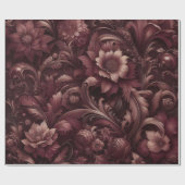 Burgundy Red Floral Geschenkpapier (Flach)