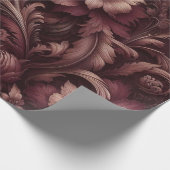 Burgundy Red Floral Geschenkpapier (Ecke)