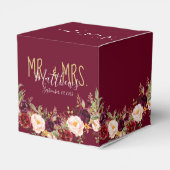 Burgundy Red Floral Hand Lettisch Rustikale Hochze Geschenkschachtel (Rückseite)