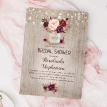 Burgundy Red Floral Mason Jar Rustikales Brautpart