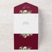 Burgundy Red Floral QR Code Formal Wedding All In One Einladung (Außenbereich)