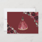 Burgundy Red Floral Quinceñera Prinzessin Antwort (Rückseite)