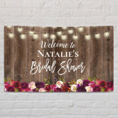 Burgundy Red Floral Rustic Barn Wood Brautparty Banner