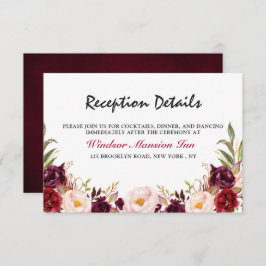 Burgundy Red Floral Rustic Boho Empfang Einladung