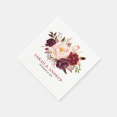 Burgundy Red Floral Rustic Boho Paper Napkin Serviette (Ecke)