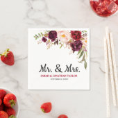 Burgundy Red Floral Rustic Boho Paper Napkin Serviette (Beispiel)