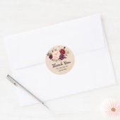 Burgundy Red Floral Rustic Boho Vielen Dank Runder Aufkleber (Umschlag)