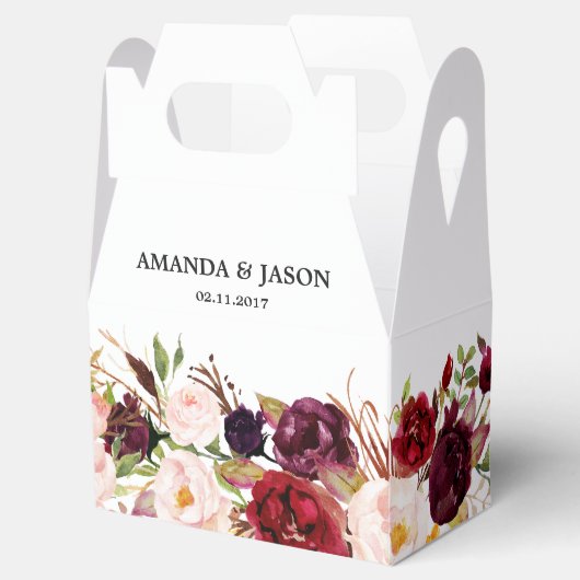 Burgundy Red Floral Rustic Boho Wedding Geschenkschachtel (Geöffnet)