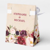 Burgundy Red Floral Rustic Boho Wedding Geschenkschachtel (Rückseite)