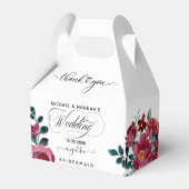 Burgundy Red Floral Rustic Boho Wedding Vielen Dan Geschenkschachtel (Rückseite)