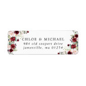 Burgundy Red Floral Rustic Wedding Rücksendeadress (Vorne)