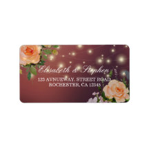 Burgundy Red Floral String Lights Hochzeitadresse