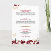 Burgundy Red Floral Tiara Butterfly Quinceanera Programm (Rückseite)