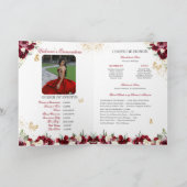 Burgundy Red Floral Tiara Butterfly Quinceanera Programm (Innenseite)
