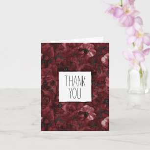 Burgundy Red Floral Vielen Dank Karte