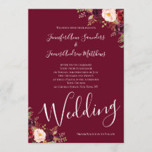 Burgundy Red Floral Watercolor Rustikale Hochzeit