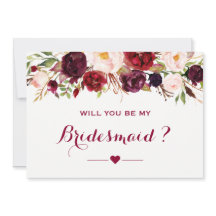 Burgundy Red Floral werden Sie meine Bridesmaid se