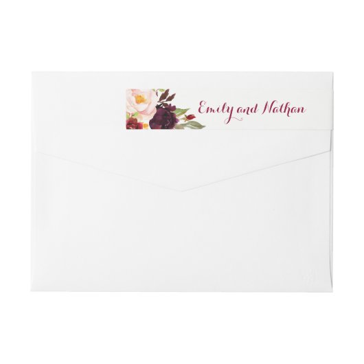 Burgundy Red Floral Wrap rund um Label (Rückseite)