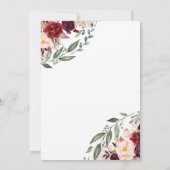 Burgundy Red Floral Wreath Graduation Party Einladung (Rückseite)