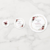 Burgundy Red Flowers, Pink Flowers, Birthday Konfetti (Vorderseiten)