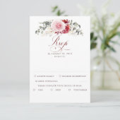 Burgundy Red Foliage Boho Wedding RSVP (Stehend Vorderseite)