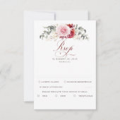 Burgundy Red Foliage Boho Wedding RSVP Karte (Vorderseite)