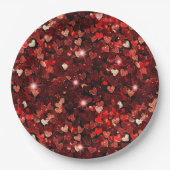 Burgundy Red Glitzer Hearts Hugs Pappteller (Vorderseite)