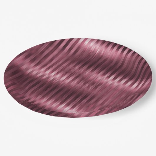 Burgundy Red Glitzy Stripes Pappteller (Schrägansicht)