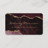 Burgundy Red Gold Agate Microblading Rounded Visitenkarte (Vorderseite)