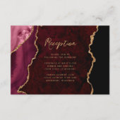 Burgundy Red Gold Agate Script Hochzeitsempfang Begleitkarte (Vorderseite)