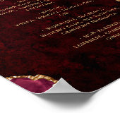 Burgundy Red Gold Agate Script Wedding Bar Menu  Poster (Ecke)