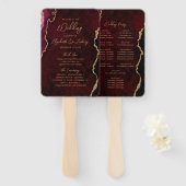 Burgundy Red Gold Agate Script Wedding Programm Fächer (Vorne und Hinten)