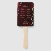 Burgundy Red Gold Agate Script Wedding Programm Fächer (Rückseite)