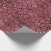Burgundy Red Gold Damask Geschenkpapier (Ecke)