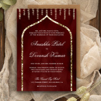 Burgundy Red Gold Ethnic Indian Arch Wedding