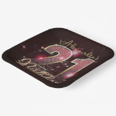 Burgundy Red Gold Faux Sequin 21st Birthday Party Pappteller (Gewinkelt)