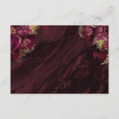 Burgundy Red Gold Floral Agate Script Wedding RSVP Begleitkarte (Rückseite)