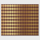 Burgundy Red Gold Geometry Schachbrett Diamond Cut Geschenkpapier (Flach)