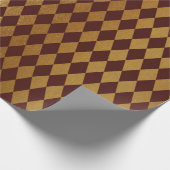 Burgundy Red Gold Geometry Schachbrett Diamond Cut Geschenkpapier (Ecke)