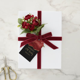 Burgundy Red Gold Glitter Abstract Watercolor Geschenkanhänger