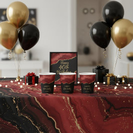 Burgundy Red Gold Glitter Abstract Watercolor Pappbecher