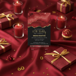 Burgundy Red Gold Glitter Watercolor Einladung