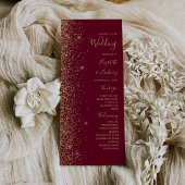 Burgundy Red Gold Glitzer Edge Wedding Program