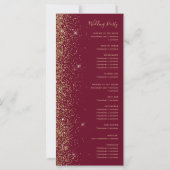 Burgundy Red Gold Glitzer Edge Wedding Program (Rückseite)